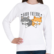 PRINTFASHION Cica barátok - Női pulóver - Fehér női pulóver, kardigán