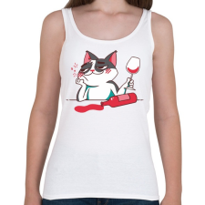 PRINTFASHION Cica borozik - Női atléta - Fehér női trikó