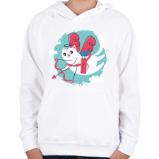 PRINTFASHION Cica - cat is in the air ! - Gyerek kapucnis pulóver - Fehér gyerek pulóver, kardigán