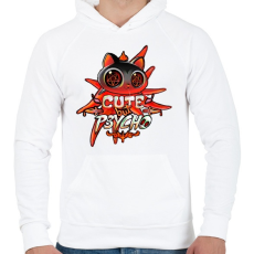 PRINTFASHION Cica - Cuki de veszélyes - Férfi kapucnis pulóver - Fehér