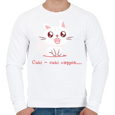 PRINTFASHION Cica cuki vagyok - Férfi pulóver - Fehér férfi pulóver, kardigán