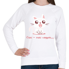 PRINTFASHION Cica cuki vagyok  - Női pulóver - Fehér női pulóver, kardigán