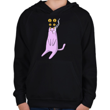 PRINTFASHION Cica és cigi - Gyerek kapucnis pulóver - Fekete gyerek pulóver, kardigán