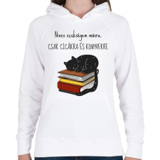 PRINTFASHION Cica és Könyv - Női kapucnis pulóver - Fehér női pulóver, kardigán