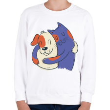 PRINTFASHION Cica és kutya barátok - Gyerek pulóver - Fehér gyerek pulóver, kardigán