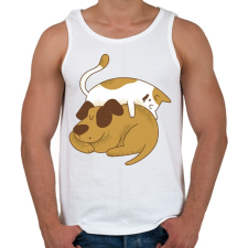 PRINTFASHION Cica és kutya barátság - Férfi atléta - Fehér atléta, trikó