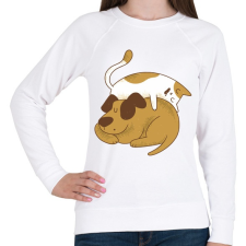 PRINTFASHION Cica és kutya barátság - Női pulóver - Fehér női pulóver, kardigán