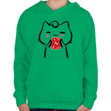 PRINTFASHION Cica és piros D20 - Gyerek kapucnis pulóver - Zöld