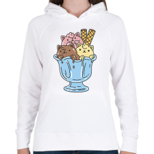 PRINTFASHION Cica fagyi - Női kapucnis pulóver - Fehér női pulóver, kardigán