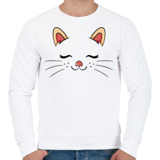 PRINTFASHION Cica fej - Férfi pulóver - Fehér