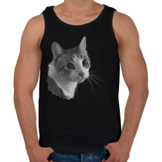 PRINTFASHION Cica (fekete fehér újság) - Férfi atléta - Fekete