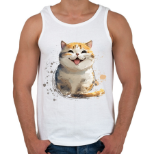 PRINTFASHION cica - Férfi atléta - Fehér atléta, trikó