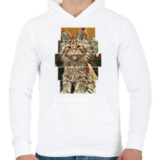 PRINTFASHION Cica - Férfi kapucnis pulóver - Fehér férfi pulóver, kardigán