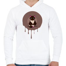 PRINTFASHION Cica - Férfi kapucnis pulóver - Fehér férfi pulóver, kardigán