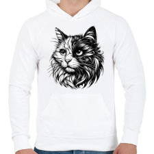 PRINTFASHION Cica - Férfi kapucnis pulóver - Fehér férfi pulóver, kardigán