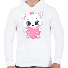 PRINTFASHION Cica - Férfi kapucnis pulóver - Fehér