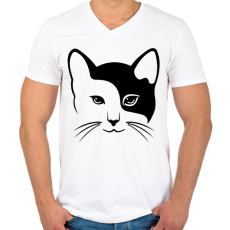 PRINTFASHION Cica - Férfi V-nyakú póló - Fehér