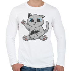 PRINTFASHION Cica gamer  - Férfi hosszú ujjú póló - Fehér