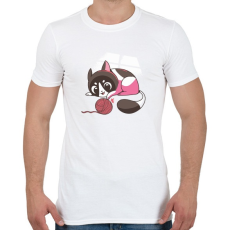 PRINTFASHION Cica  gombolyaggal - Férfi póló - Fehér