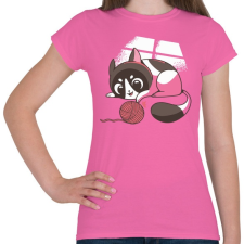 PRINTFASHION Cica  gombolyaggal - Női póló - Rózsaszín női póló