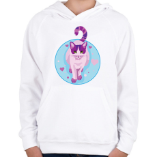PRINTFASHION Cica - Gyerek kapucnis pulóver - Fehér