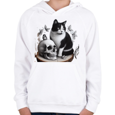 PRINTFASHION Cica - Gyerek kapucnis pulóver - Fehér