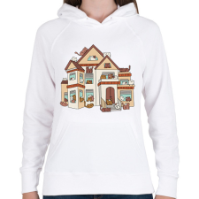 PRINTFASHION Cica ház - Női kapucnis pulóver - Fehér női pulóver, kardigán