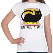 PRINTFASHION Cica home office  - Női póló - Fehér női póló