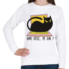 PRINTFASHION Cica home office  - Női pulóver - Fehér női pulóver, kardigán