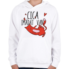 PRINTFASHION Cica imádat van - Gyerek kapucnis pulóver - Fehér