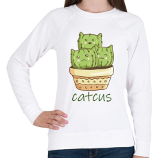PRINTFASHION Cica - kaktusz - Catcus - Női pulóver - Fehér