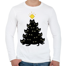 PRINTFASHION Cica karácsonyfa - Férfi hosszú ujjú póló - Fehér