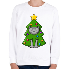 PRINTFASHION Cica karácsonyfa - Gyerek pulóver - Fehér