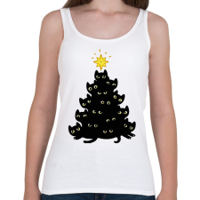 PRINTFASHION Cica karácsonyfa - Női atléta - Fehér női trikó
