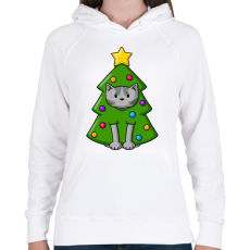 PRINTFASHION Cica karácsonyfa - Női kapucnis pulóver - Fehér