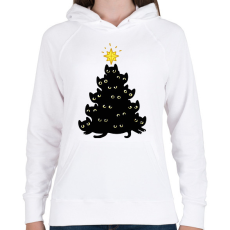 PRINTFASHION Cica karácsonyfa - Női kapucnis pulóver - Fehér