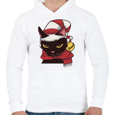 PRINTFASHION Cica karácsonyi sapka sál - Férfi kapucnis pulóver - Fehér