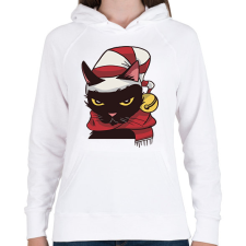 PRINTFASHION Cica karácsonyi sapka sál - Női kapucnis pulóver - Fehér női pulóver, kardigán