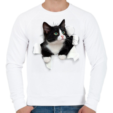 PRINTFASHION Cica kitőr - Férfi pulóver - Fehér férfi pulóver, kardigán