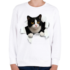 PRINTFASHION cica kitőr - Gyerek pulóver - Fehér