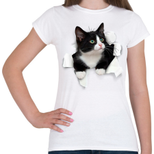 PRINTFASHION Cica kitőr - Női póló - Fehér női póló