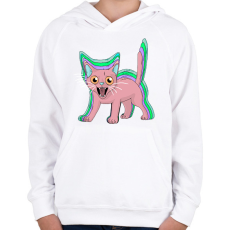 PRINTFASHION Cica LSD - Gyerek kapucnis pulóver - Fehér