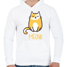 PRINTFASHION Cica - meow - Férfi kapucnis pulóver - Fehér férfi pulóver, kardigán