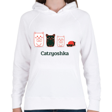 PRINTFASHION Cica - Női kapucnis pulóver - Fehér női pulóver, kardigán