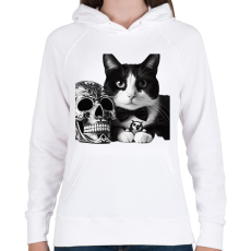 PRINTFASHION Cica - Női kapucnis pulóver - Fehér