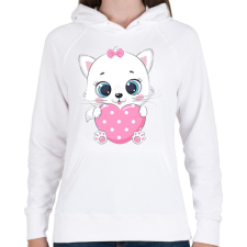 PRINTFASHION Cica - Női kapucnis pulóver - Fehér női pulóver, kardigán