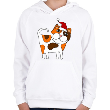 PRINTFASHION Cica sapkában - Gyerek kapucnis pulóver - Fehér gyerek pulóver, kardigán