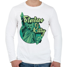 PRINTFASHION Cica szabadságszobor - Férfi hosszú ujjú póló - Fehér