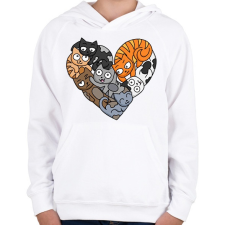 PRINTFASHION Cica szerelem - Gyerek kapucnis pulóver - Fehér gyerek pulóver, kardigán