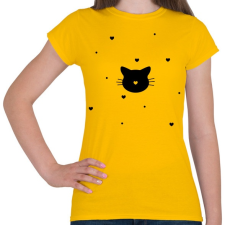 PRINTFASHION Cica szívekkel - Női póló - Sárga női póló